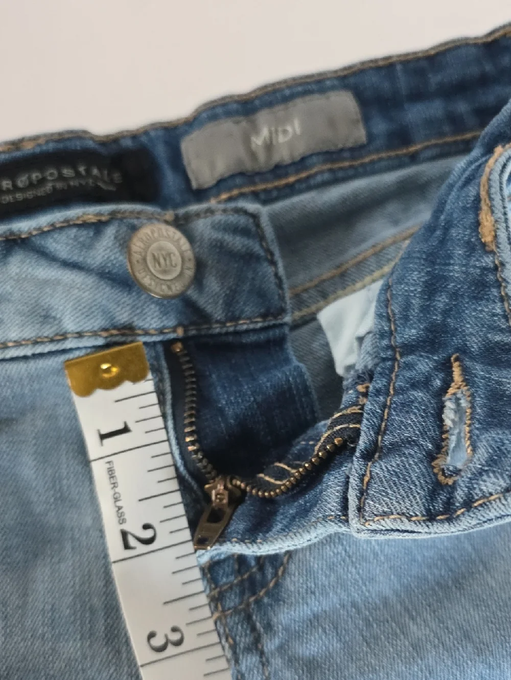 AEROPOSTALE Size (0) MIDI PETITE DENIM SHORTS - Picture 13 of 14